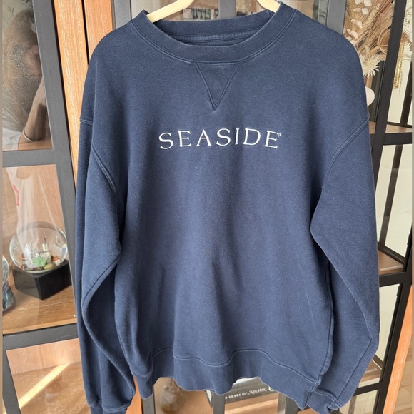 Seaside 30A embroidered crewneck pullover navy sweatshirt long sleeve unisex - Picture 6 of 7
